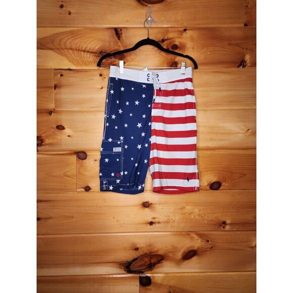 Polo Ralph Lauren Kids Patriotic Flag Swim Trunk Shorts Red White Blue L 14/16 - Picture 16 of 16